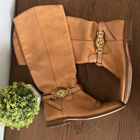 EUC!! COACH Mysie Leather Riding Boot 👢 in Camel Sz 8.5 - Picture 1 of 13